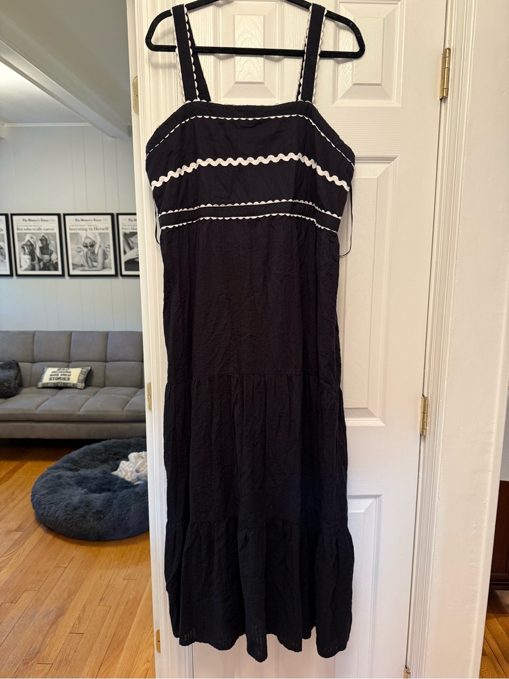 Black Maxi Sundress with White Trim